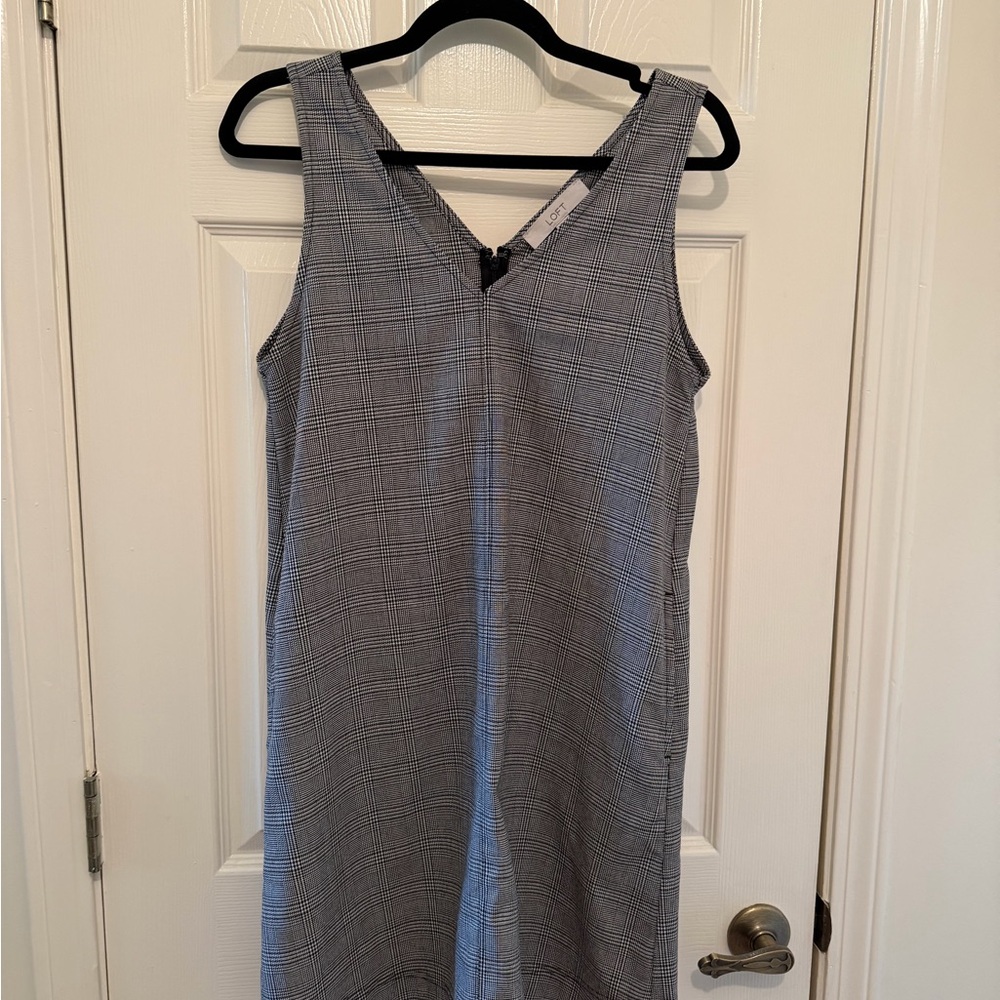 LOFT Black and White Houndstooth Dress